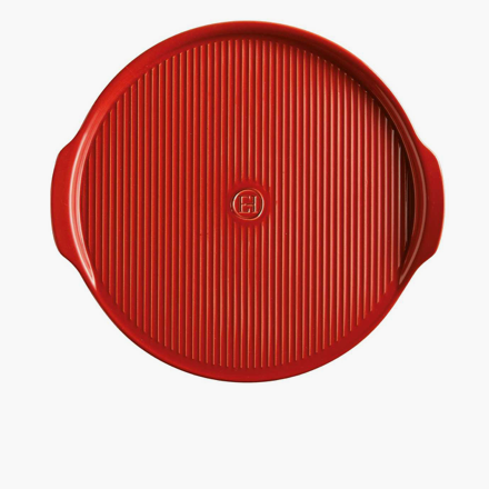 Pierre à pizza rainurée Émile Henry – Rouge – Ø37 cm