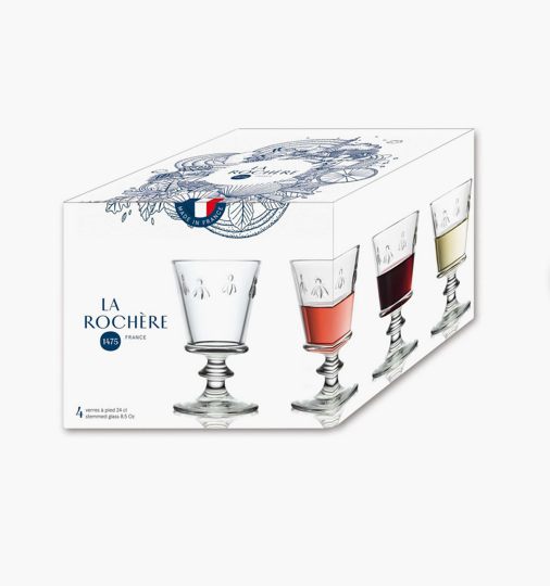 Verres à pied La Rochère – Modèle Abeille – 24 cl – Set de 4